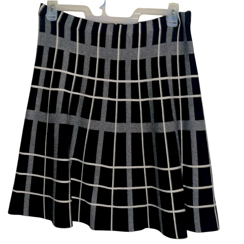 CHARLIE B Black and White Plaid Midi Skirt